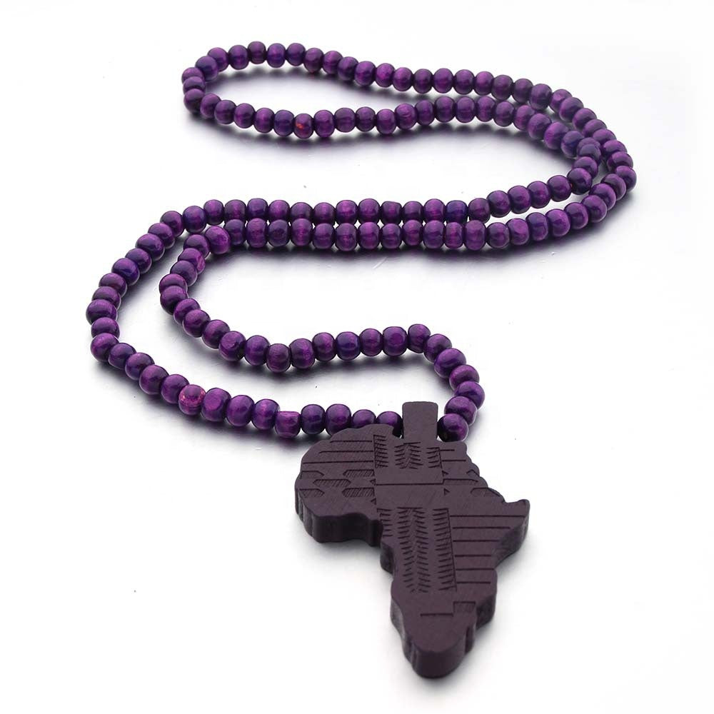 African Map Wooden Pendant Necklace (Unisex)